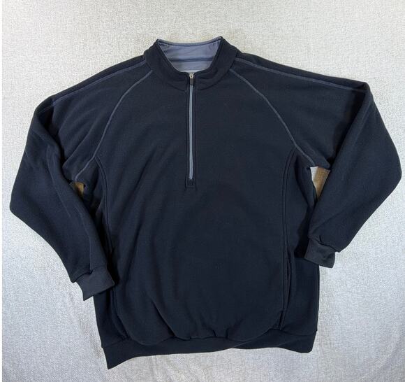 Straight Down Other - Straight Down Men Large Black Quarter Zip Long Sleeve Golf Pullover Performance
